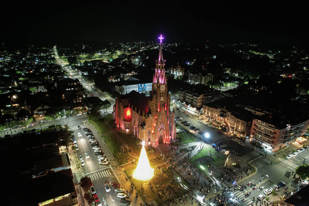 Catedral de Pedra durante o Sonho de Natal de Canela